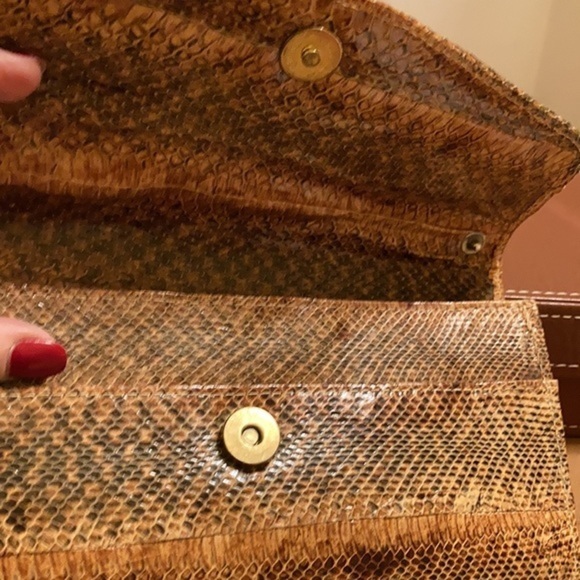 Snakeskin convertible clutch and matching wallet